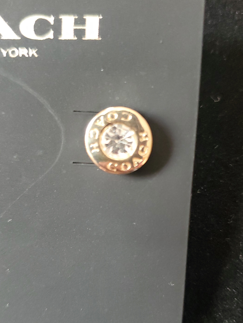Coach Open Circle Stone Stud Earrings/Gold-tone - Picture 4 of 7